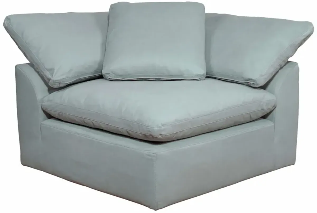 Sunset Trading Contemporary Puff Collection44 Square Slipcovered Modular Chair, Performance Fabric Washable Water-Resistant Stain-Proof, Deep-Seating Down-Filled Sofa Sectional Corner Wedge Accent Armchair, Ocean Blue