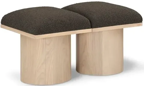 Meridian Furniture Pavilion Brown Boucle Fabric Bench