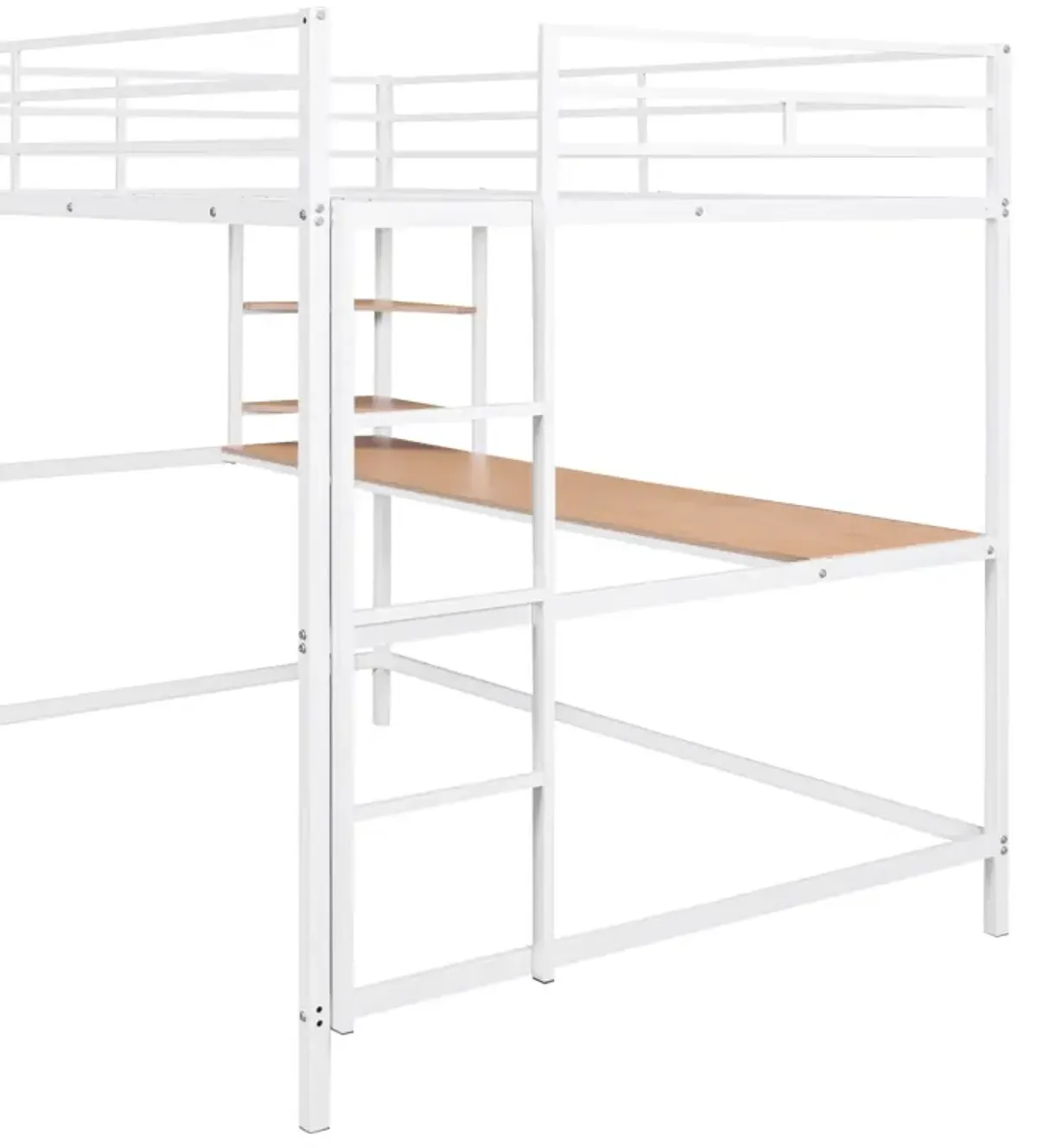 Full Metal Loft Bed With Desk And Shelve