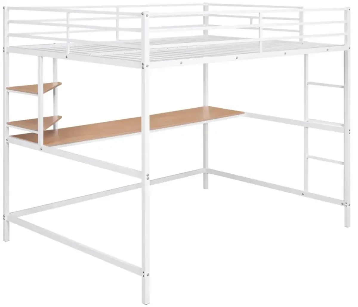 Full Metal Loft Bed With Desk And Shelve