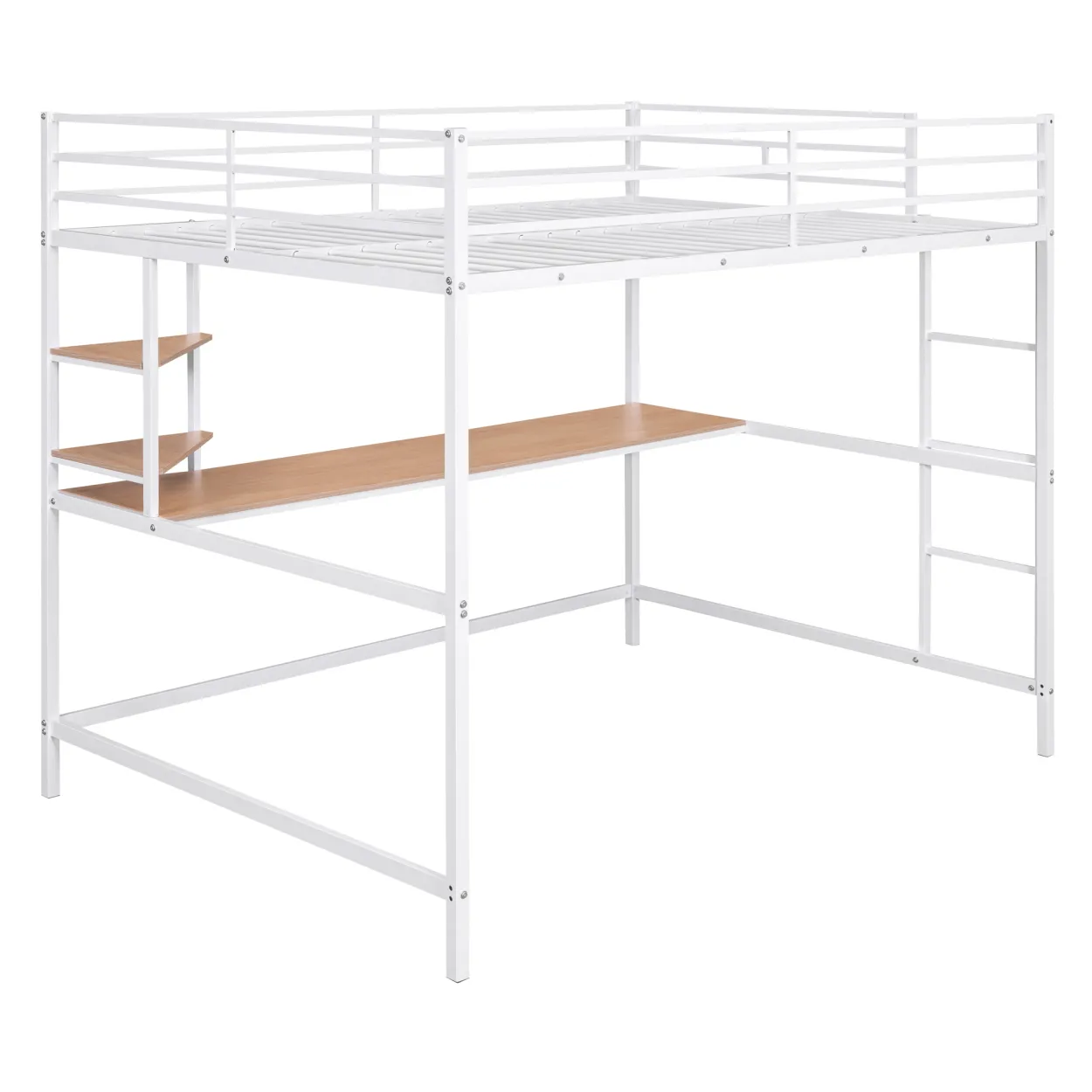 Full Metal Loft Bed With Desk And Shelve