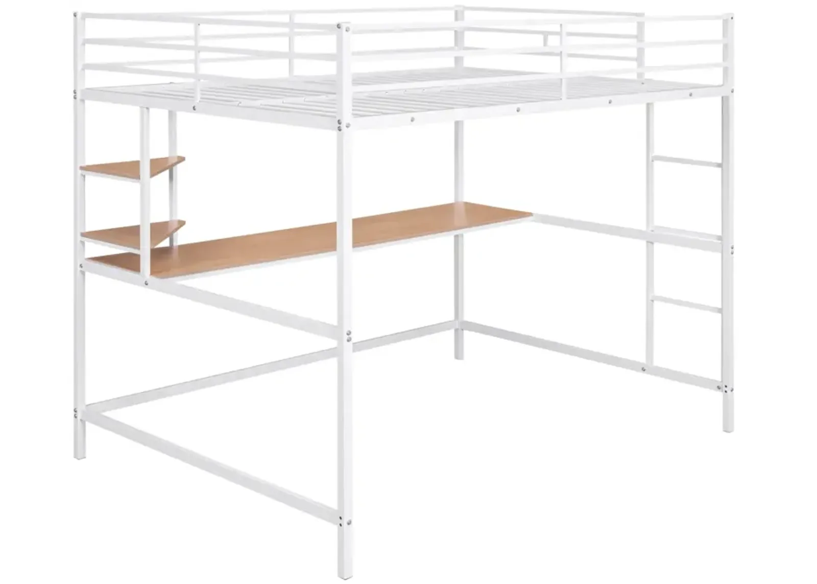 Full Metal Loft Bed With Desk And Shelve