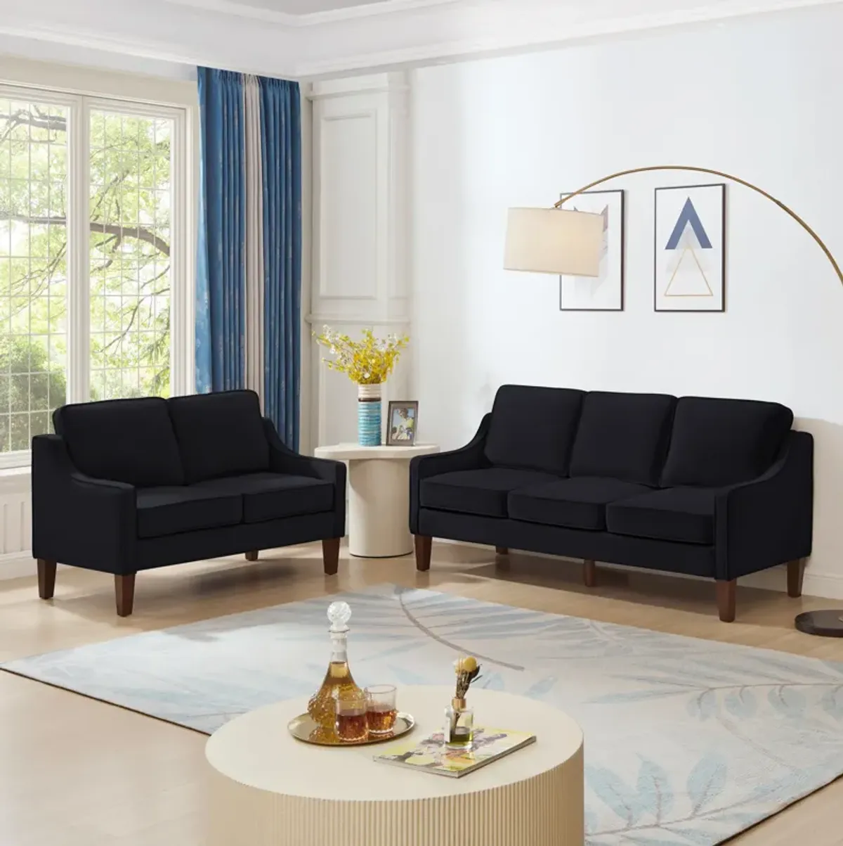 Merax Upholstered Velvet Sofa Couch with Wood legs