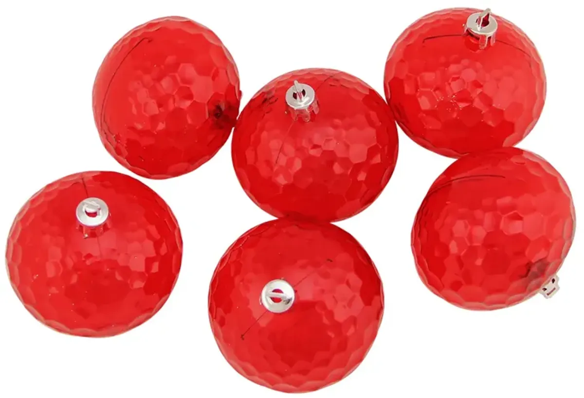 6ct Transparent Red Shatterproof Disco Ball Christmas Ornaments 2.5" (60mm)