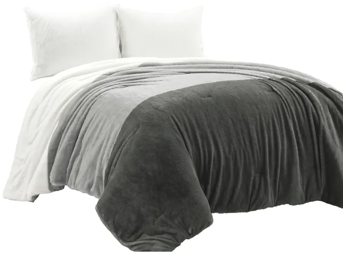 Farmhouse Color Block Ultra Soft Faux Fur All Season Kids Comforter 3-Pc Set