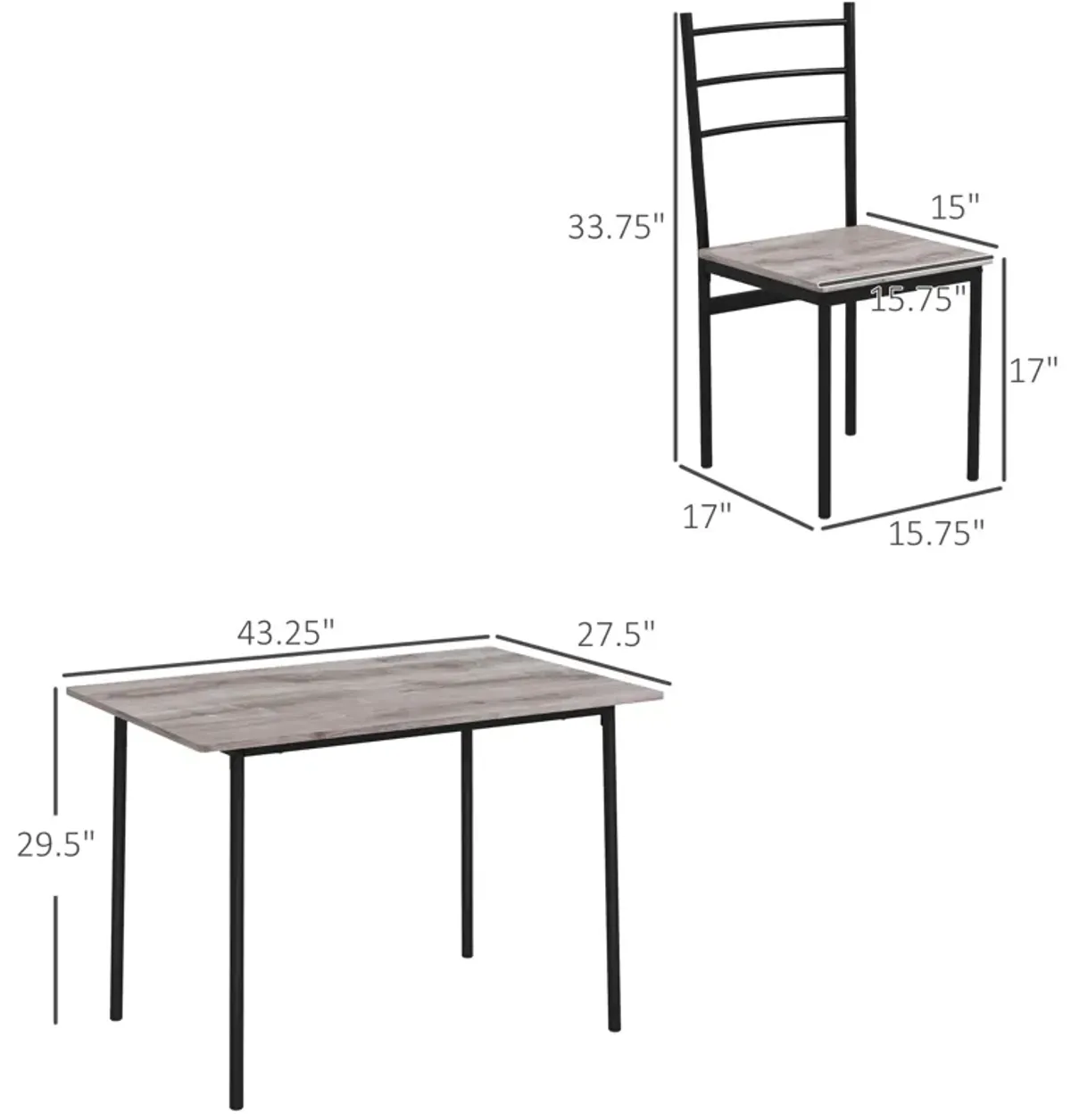 5-Piece Space-Saving Dining Set: Table with 4 Chairs