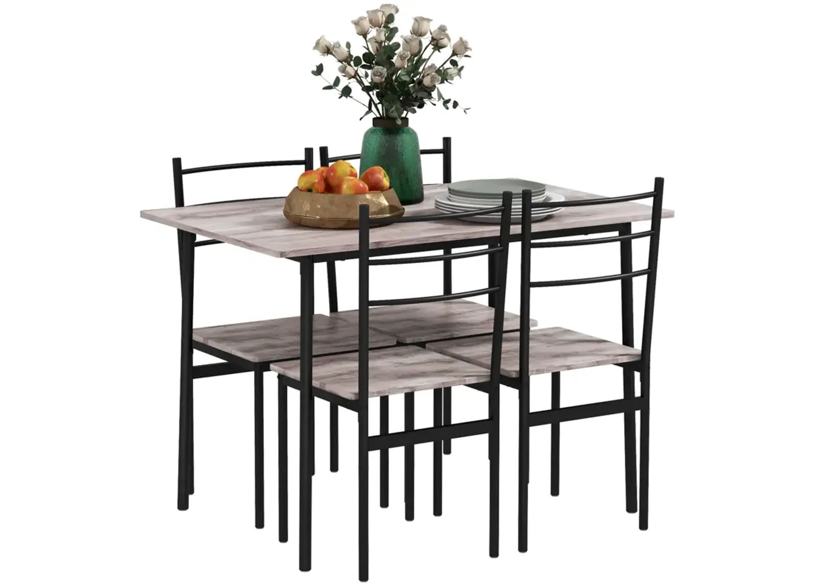 5-Piece Space-Saving Dining Set: Table with 4 Chairs