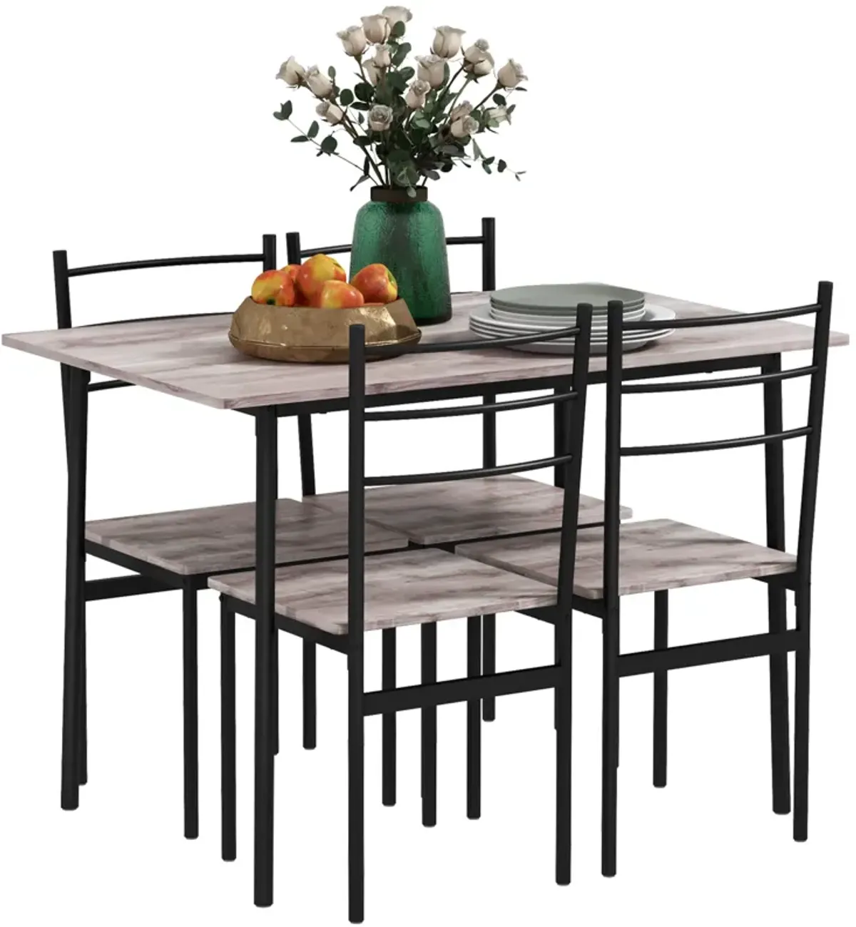 5-Piece Space-Saving Dining Set: Table with 4 Chairs