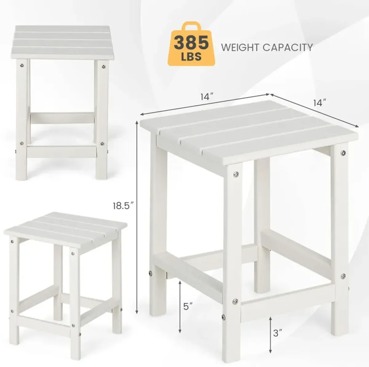 14 Inch Square Weather-Resistant Adirondack Side Table