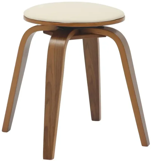 LeisureMod Pelya Mordern Wooden Dining Stool in Brown