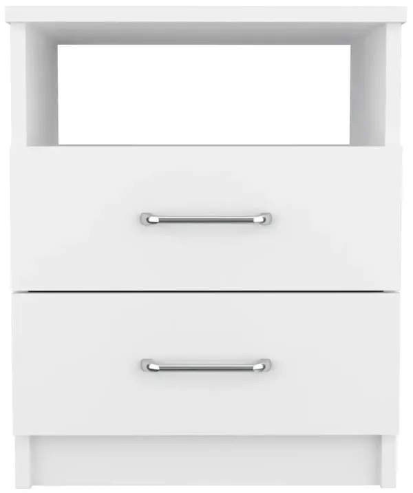 Streamdale Brookline 2-Drawer 1-Shelf Rectangle Nightstand White