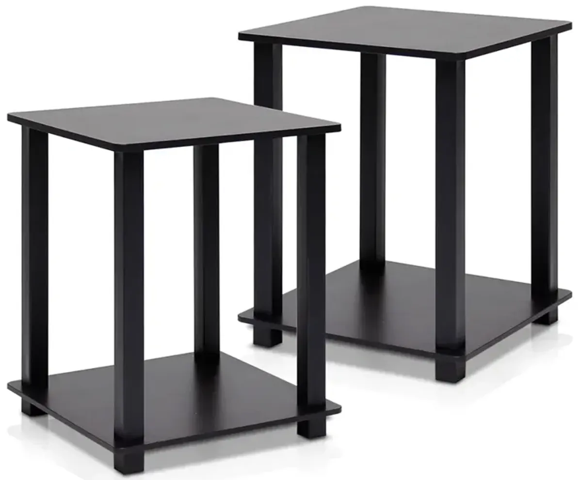 Simplistic End Table, Set of Two, Espresso/Black