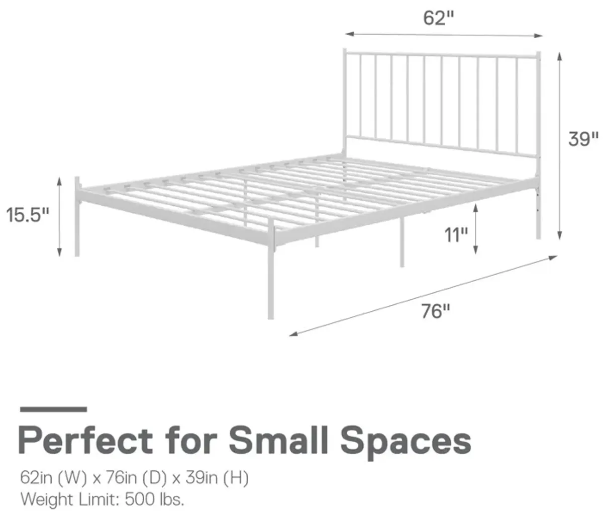 Ares Metal Bed, King, White