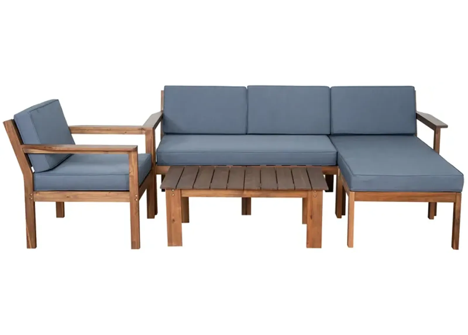 Merax 3 Pieces Outdoor Patio Set with L Shaped Couch