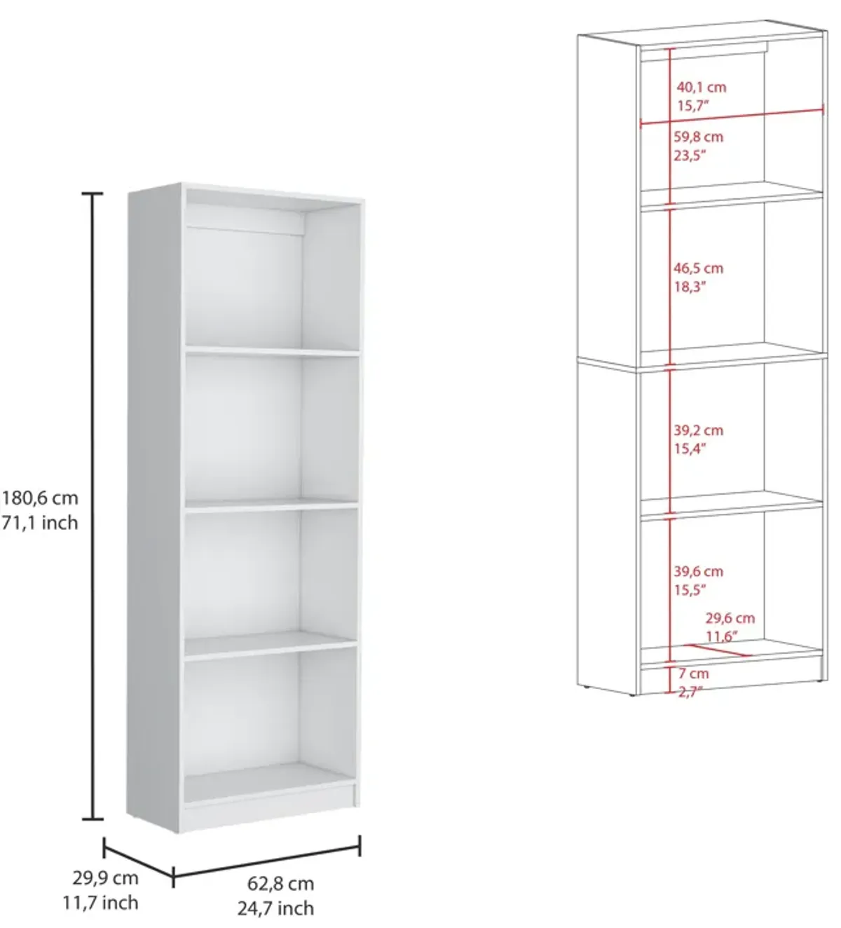 Benzoni 2 Piece Living Room Set with 2 Bookcases, White