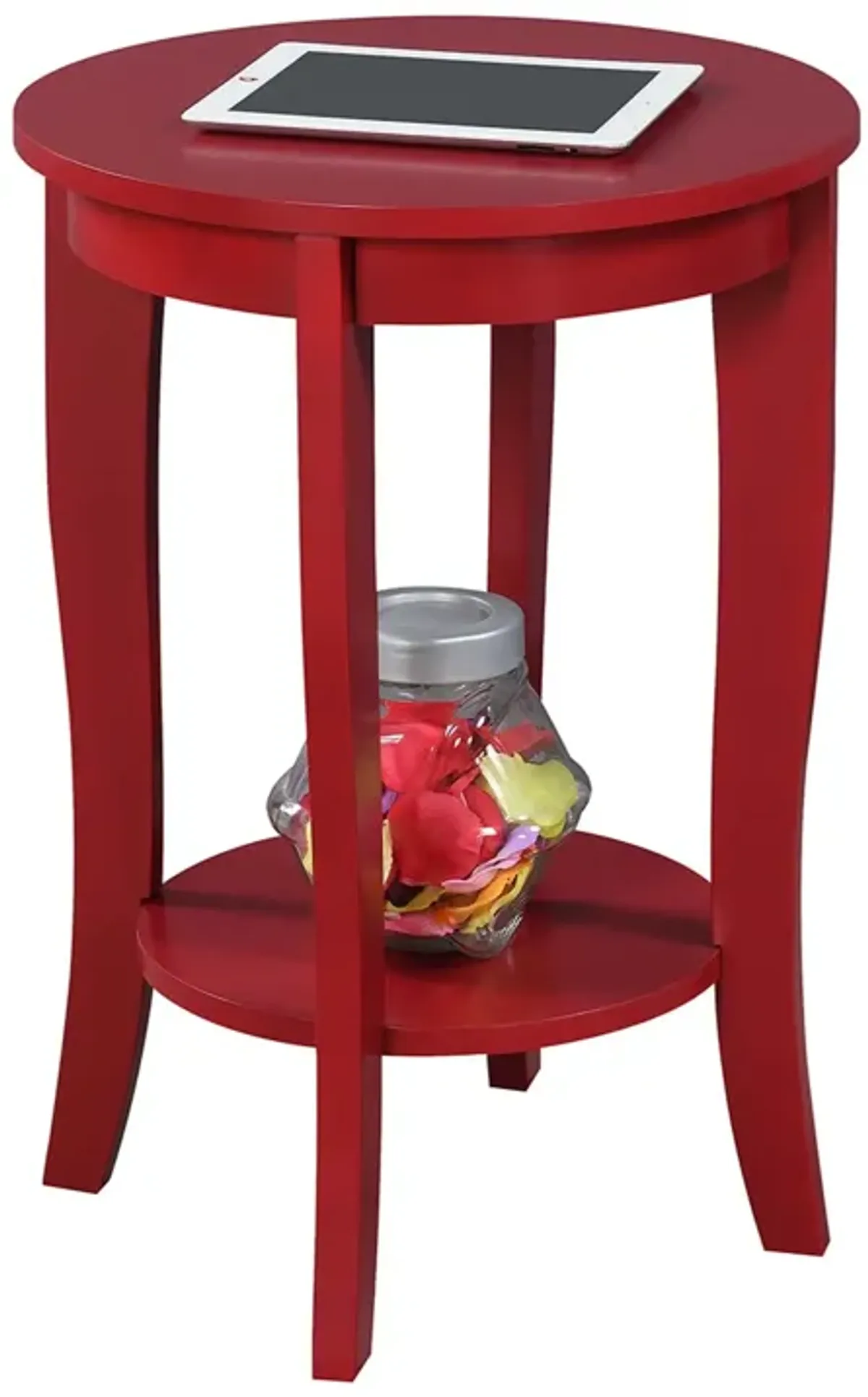 Convenience Concepts American Heritage Round End Table, Cranberry Red