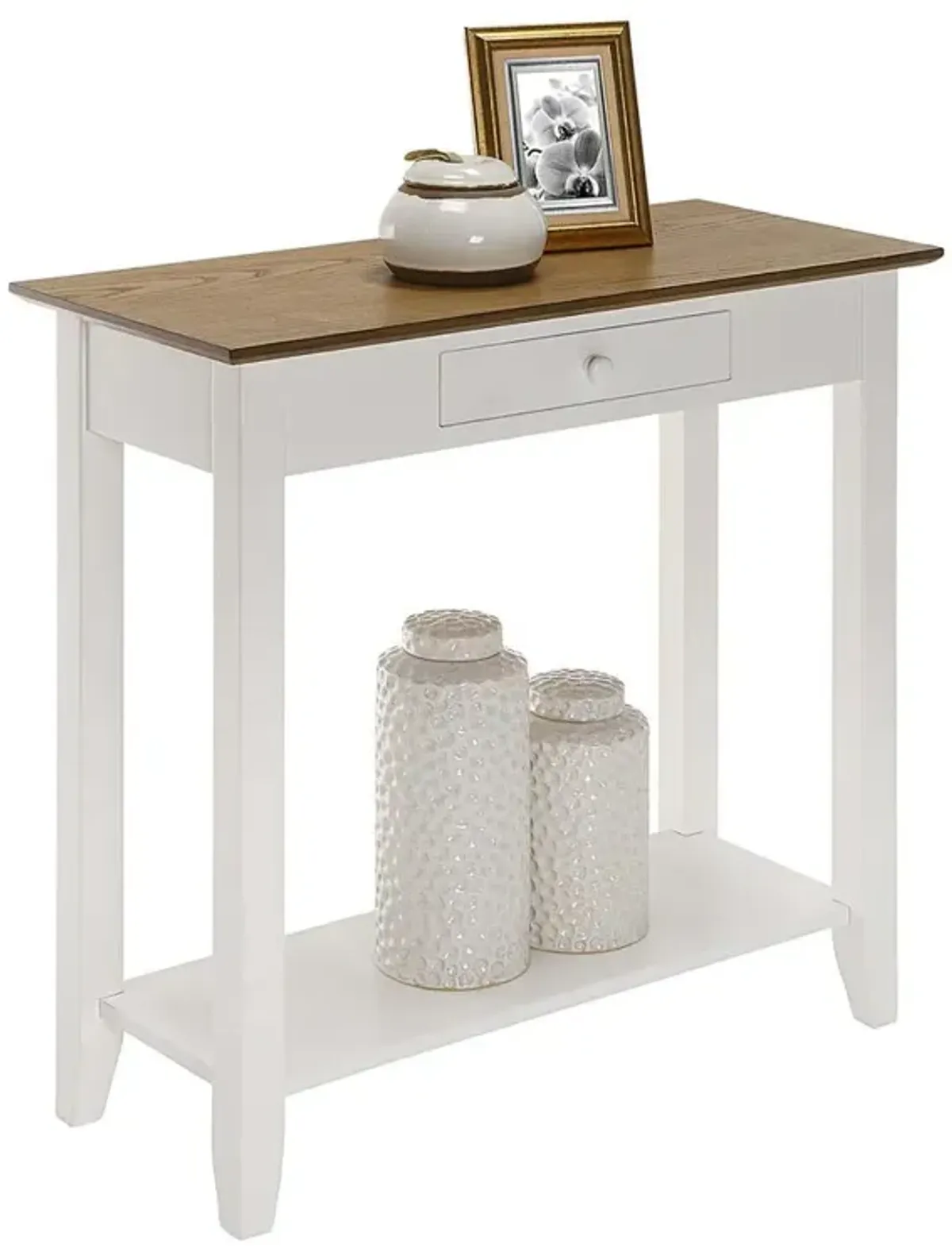 Convenience Concepts American Heritage 1 Drawer Hall Table with Shelf, Driftwood/White