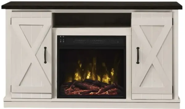 Farmhouse Style TV Entertainment Center with Built-in Electric Fireplace