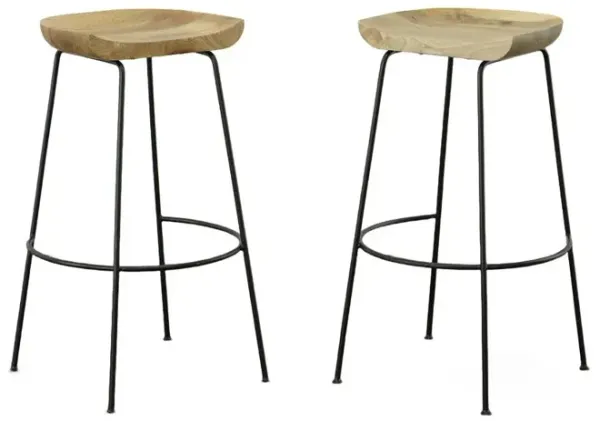 Carolina Living Diya 30.5 Barstool - Set of 2 - Natural Seat - Black Base