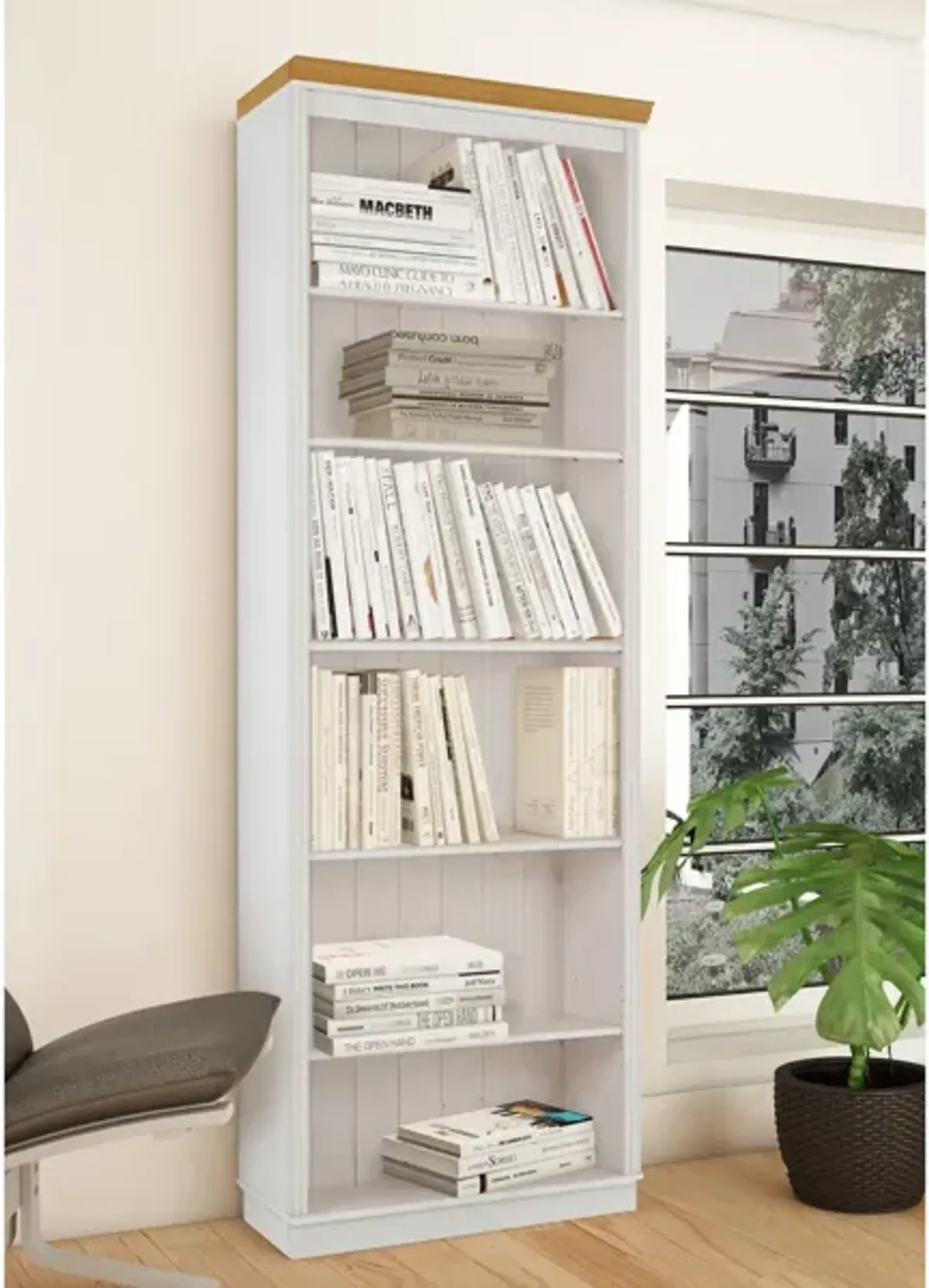 Anita Tall 6 Shelf Wooden Bookcase