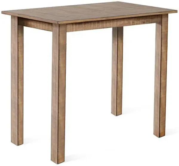 Rena Counter Table, 48 Inch Rectangular Beige Pebble Mahogany Wood - Benzara