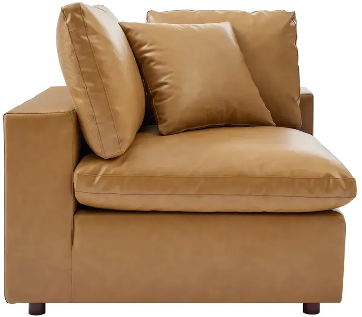 Commix Down Filled Overstuffed Vegan Leather 3-Seater Sofa