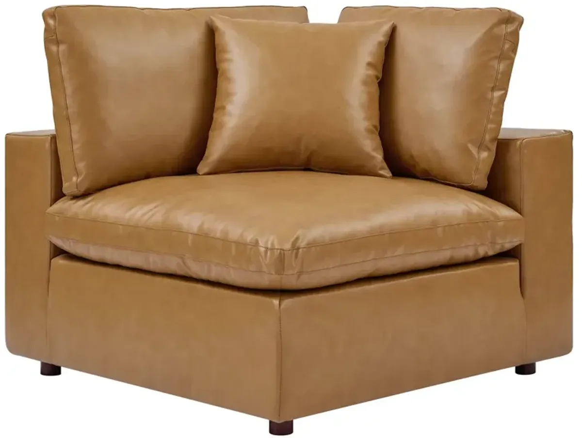 Commix Down Filled Overstuffed Vegan Leather 3-Seater Sofa