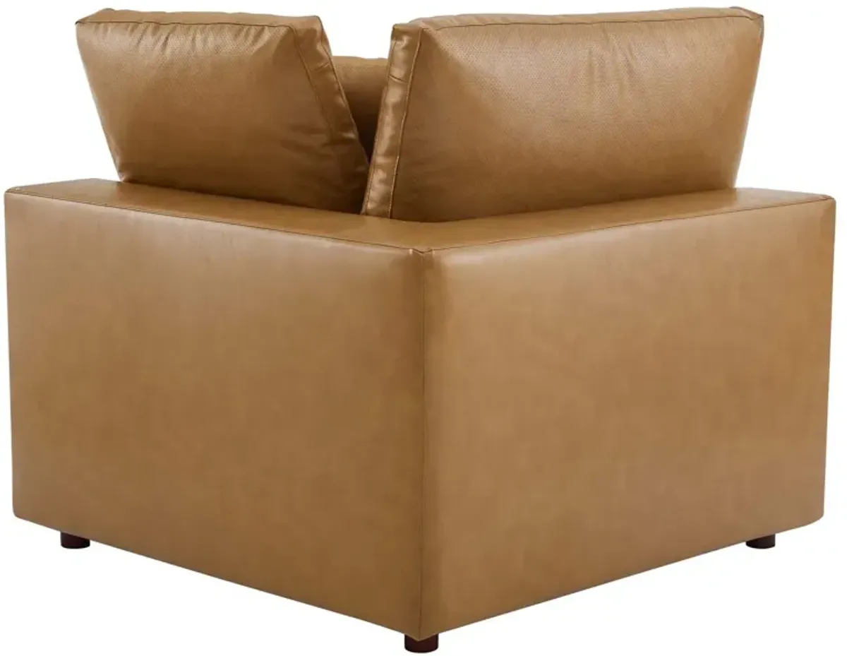 Commix Down Filled Overstuffed Vegan Leather 3-Seater Sofa