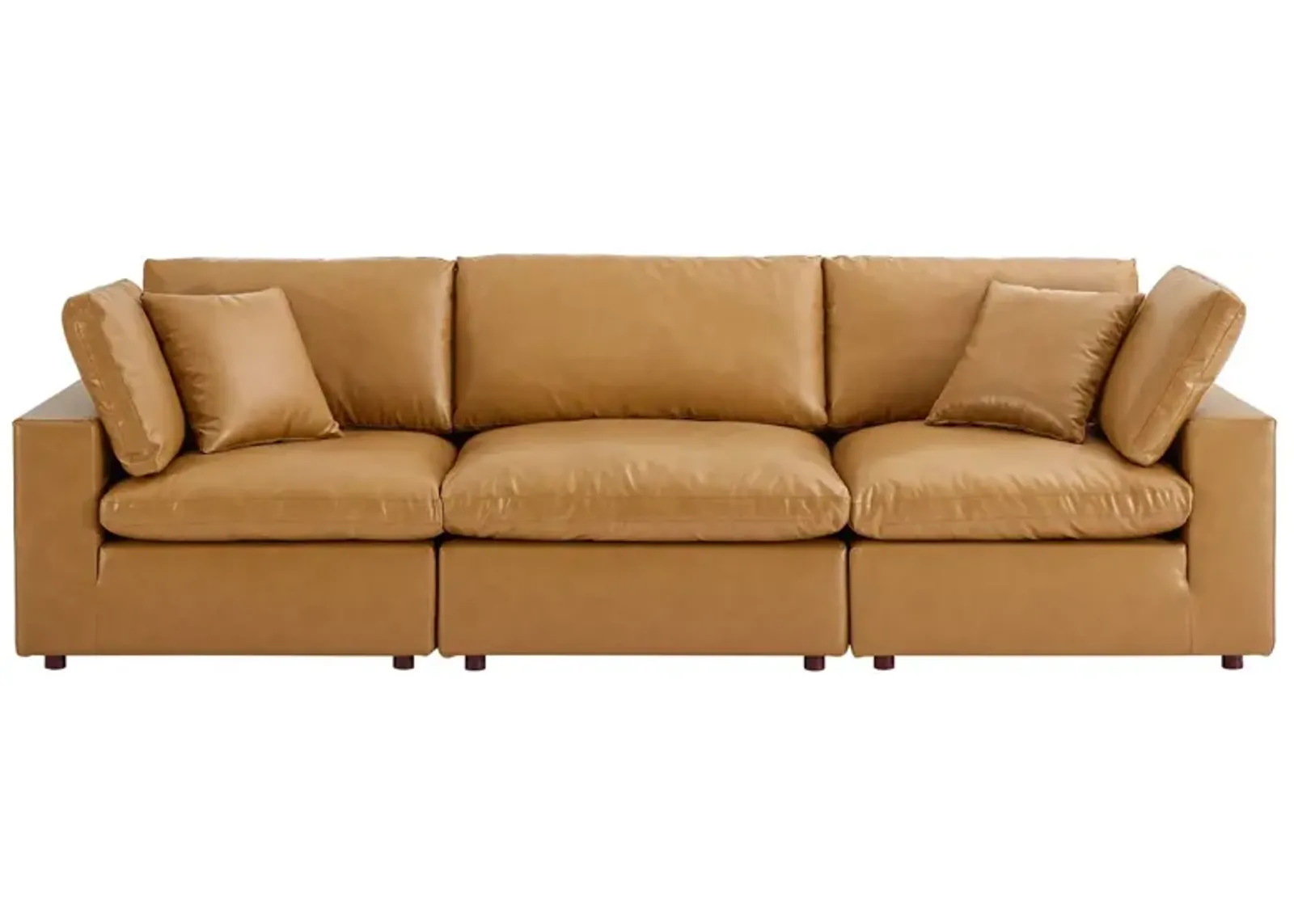 Commix Down Filled Overstuffed Vegan Leather 3-Seater Sofa