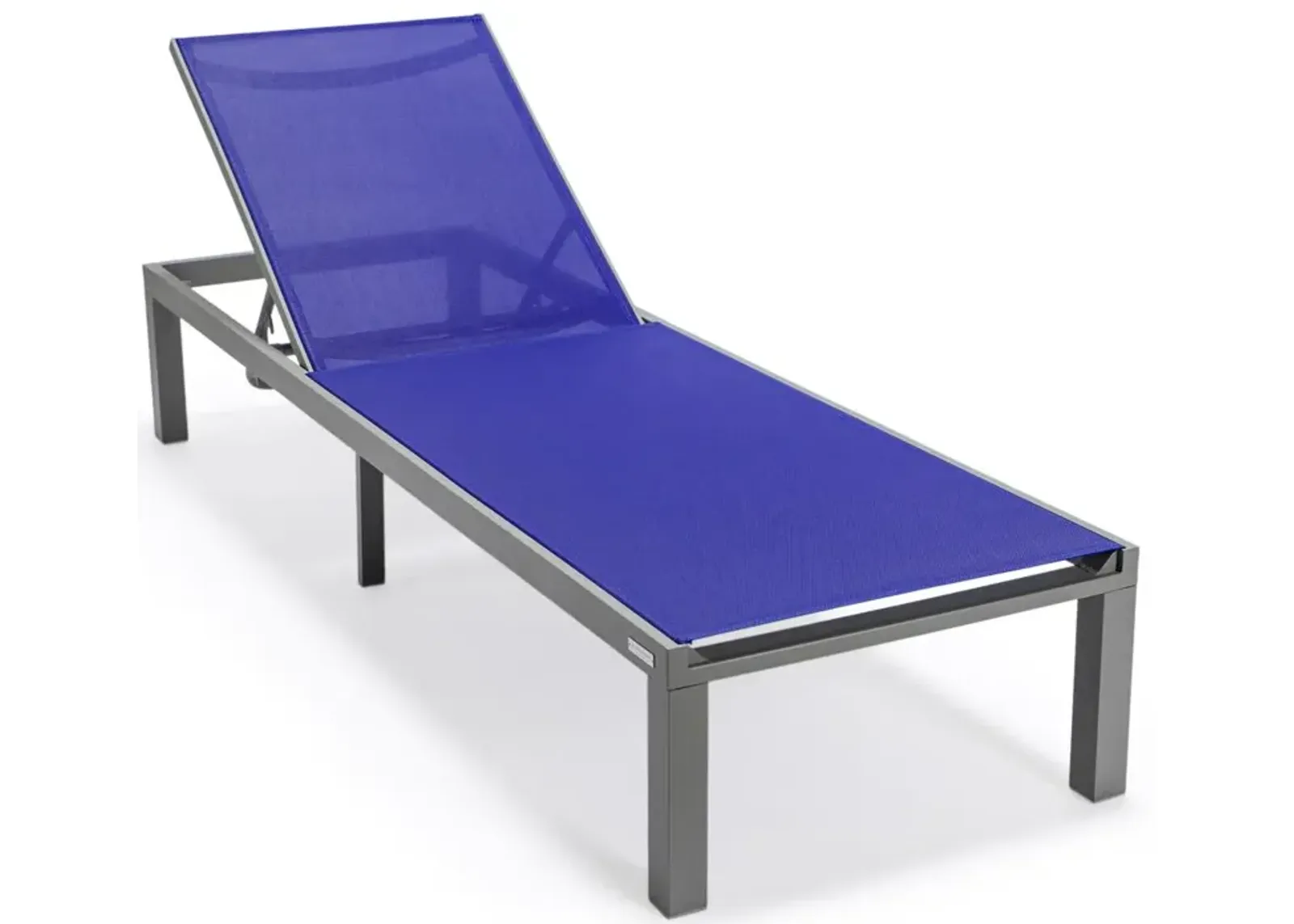 LeisureMod Marlin Patio Chaise Lounge Chair With Grey Aluminum Frame