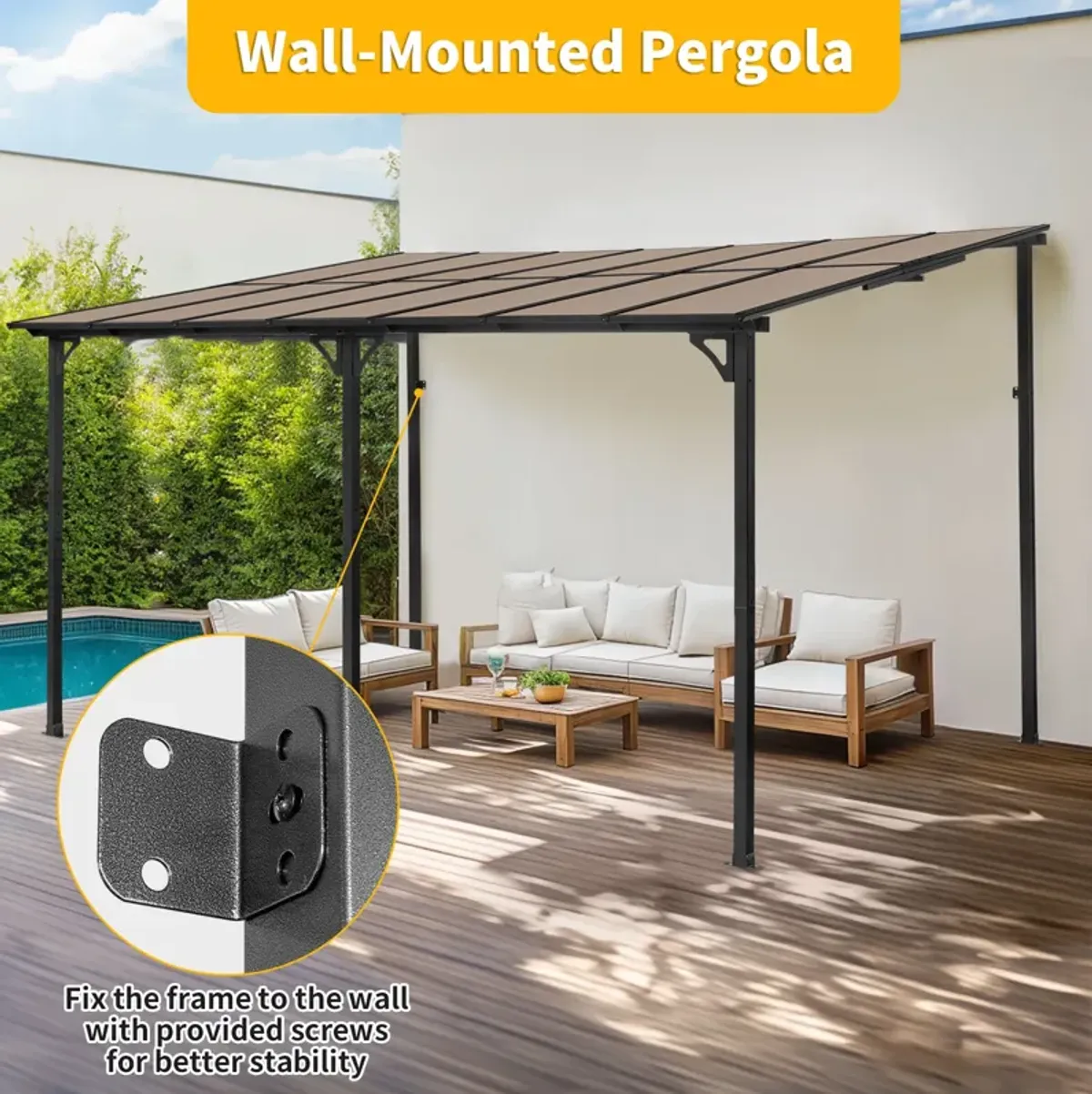 Space-saving Outdoor Wall Pergola for Patio and Garden Relaxation