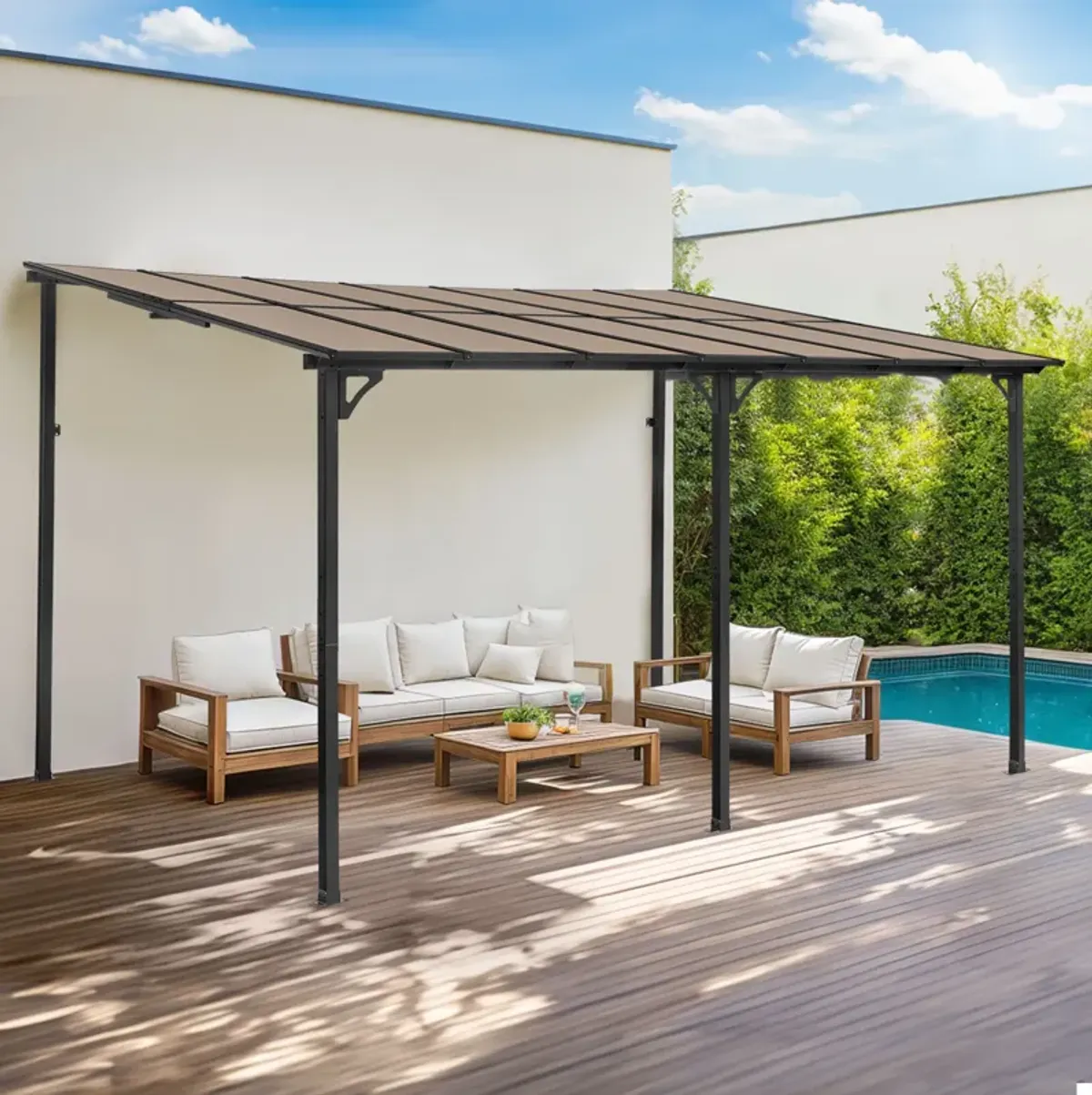 Space-saving Outdoor Wall Pergola for Patio and Garden Relaxation