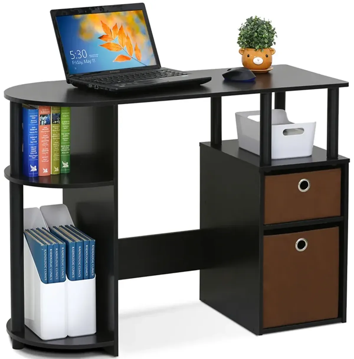 Furinno 15111 JAYA Simplistic Computer Study Desk with Bin Drawers