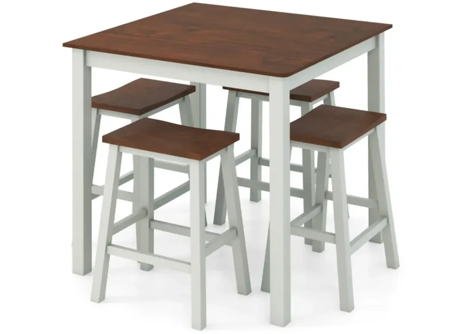 Hivvago 5 Piece Dining Table Set with 4 Saddle Stools for Kitchen Dining Room Apartment