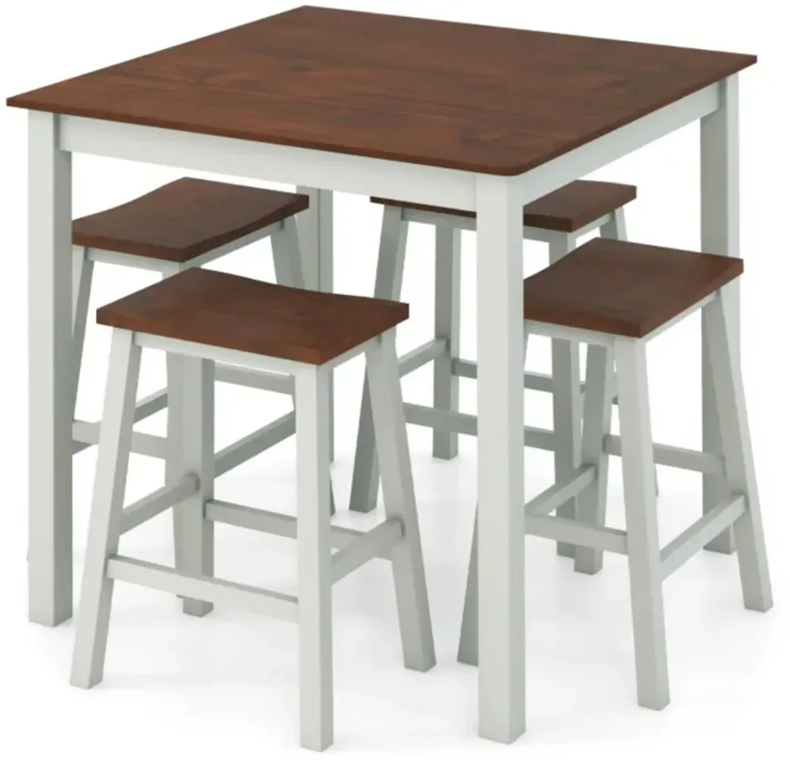 Hivvago 5 Piece Dining Table Set with 4 Saddle Stools for Kitchen Dining Room Apartment