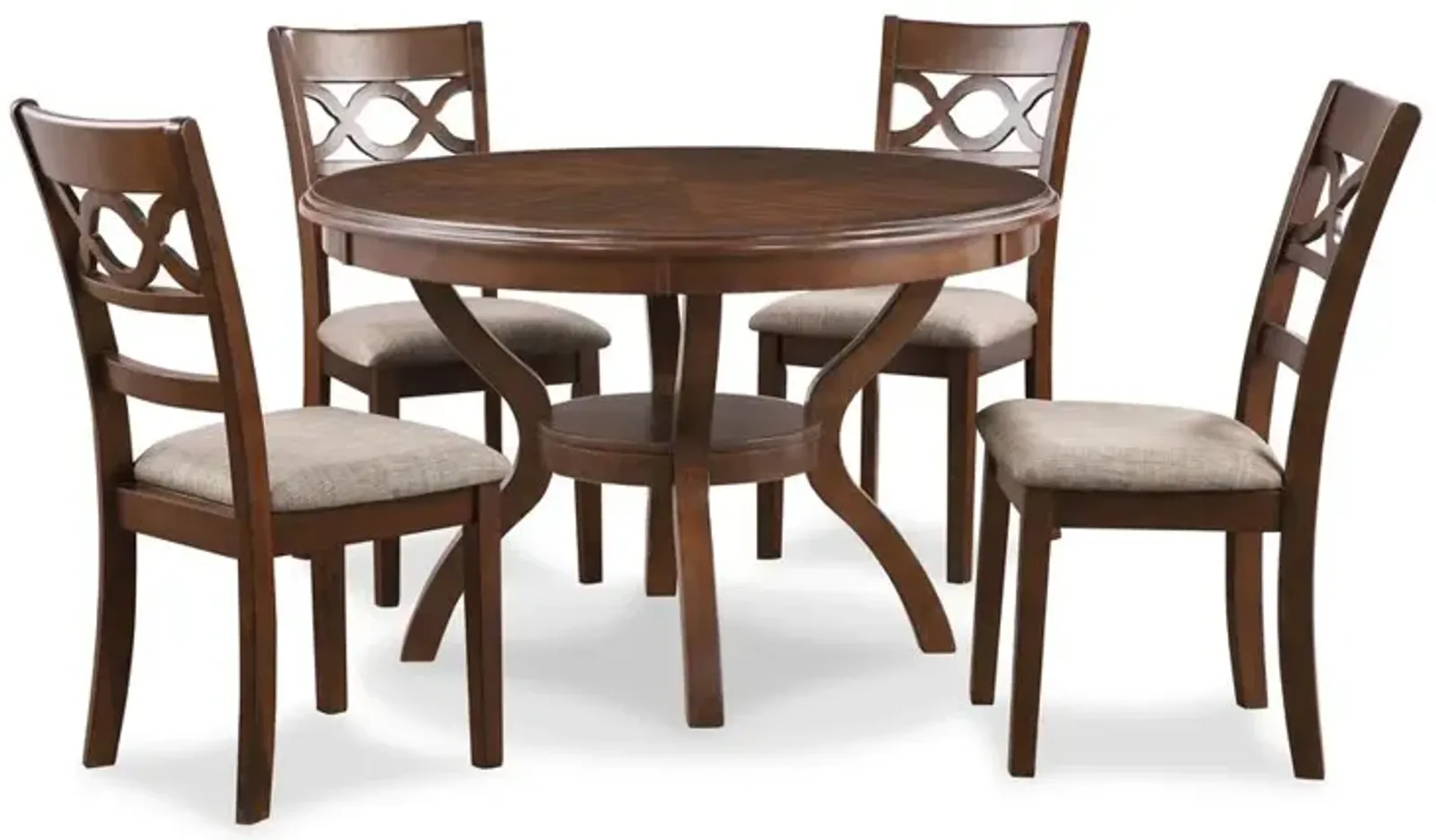 New Classic Furniture Cori 5-Piece Wood Round Dining Table Set with 4 Chairs in Cherry