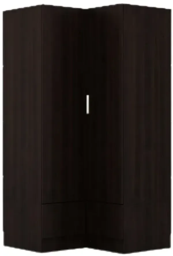 FUFU&GAGA Corner Wardrobe Closet with Adjustable Shelves and Drawers,(35.4" W x 35.4" D x 70.9" H), Dark Brown