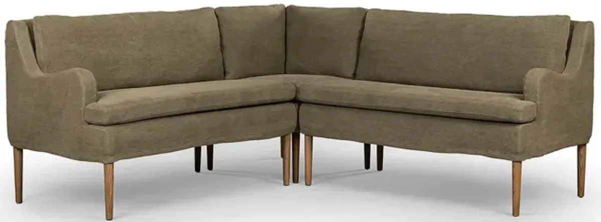 Aurelia 76" Broadway Olive L-Shaped Dining Banquette