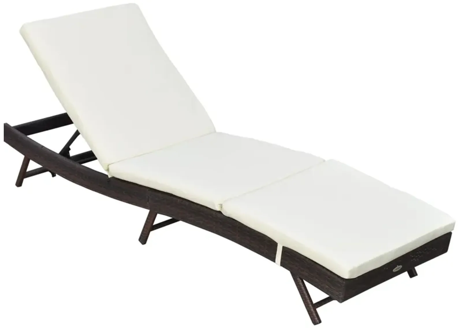 White Outdoor Lounger: Wicker Chair with Adjustable Backrest & Cushion