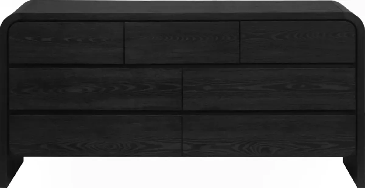 Elora Seven Drawer Dresser in Jet Black Ash