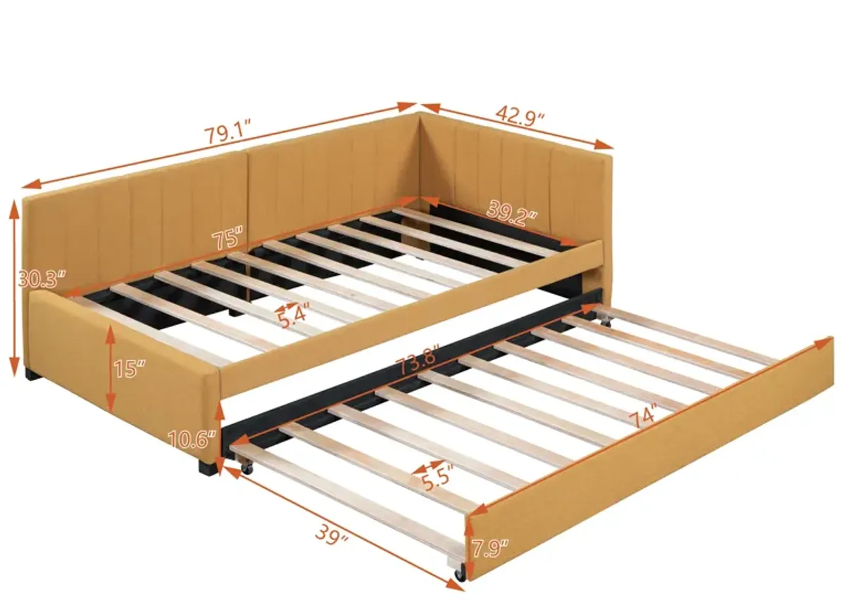 Merax Upholstered Daybed Bed Frame with Trundle