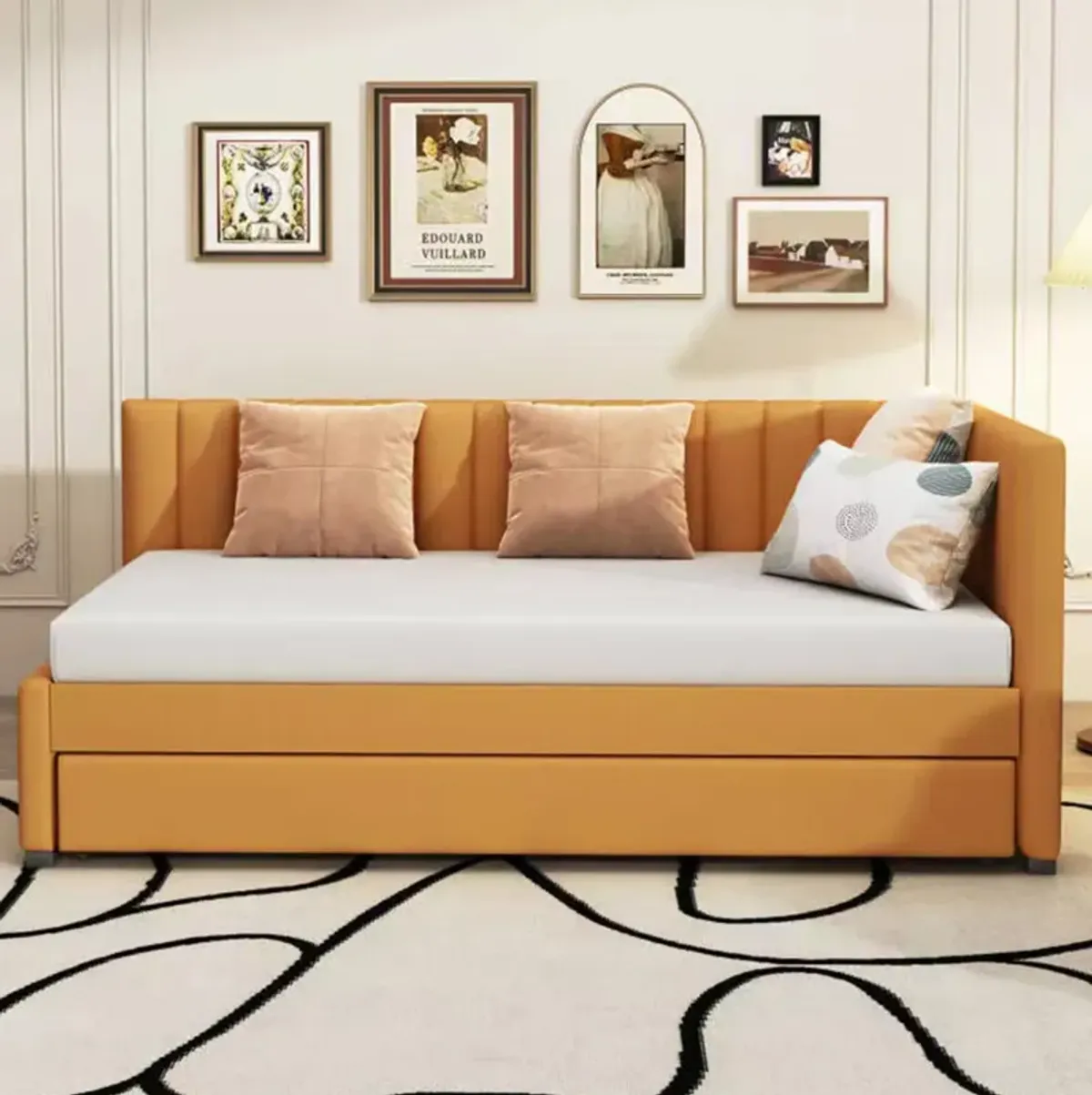 Merax Upholstered Daybed Bed Frame with Trundle