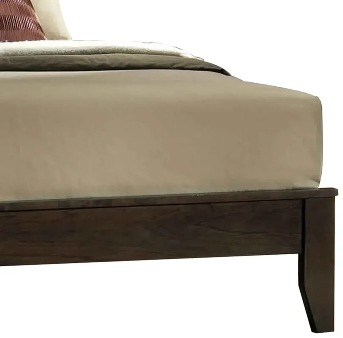 Paneled Eastern King Low Profile Bed with Chamfered Legs, Brown-Benzara