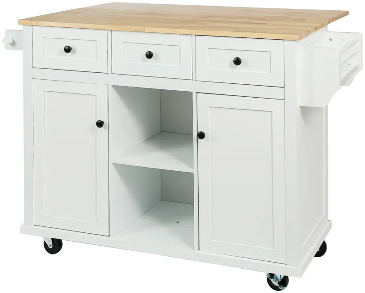 Merax Kitchen Cart on 5 Wheels with Storage Cabinet