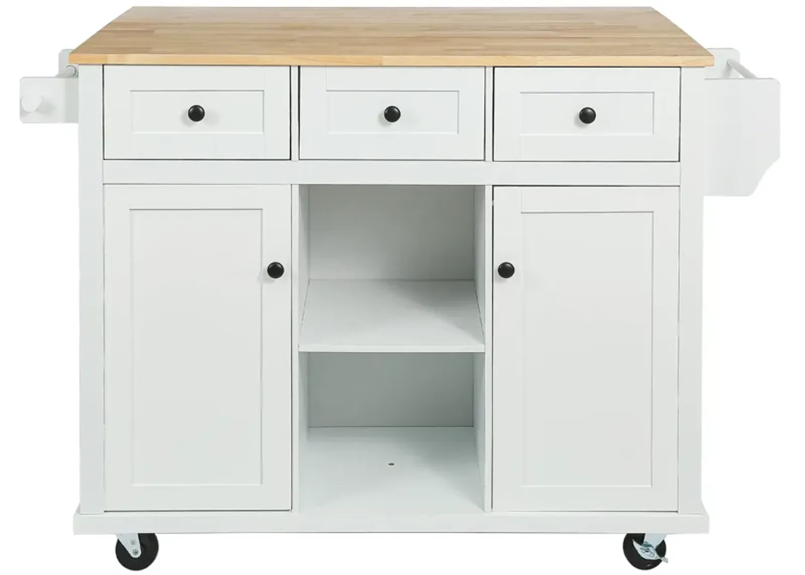 Merax Kitchen Cart on 5 Wheels with Storage Cabinet