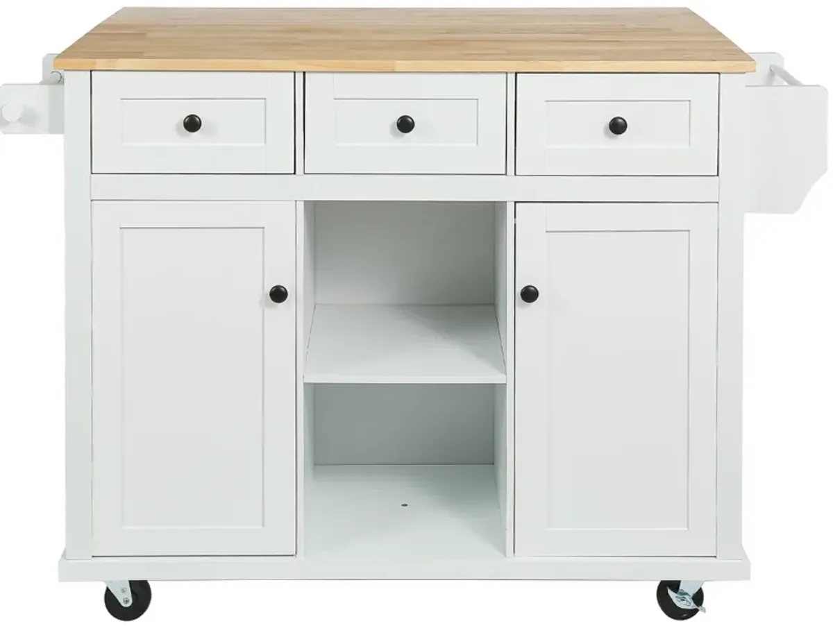 Merax Kitchen Cart on 5 Wheels with Storage Cabinet