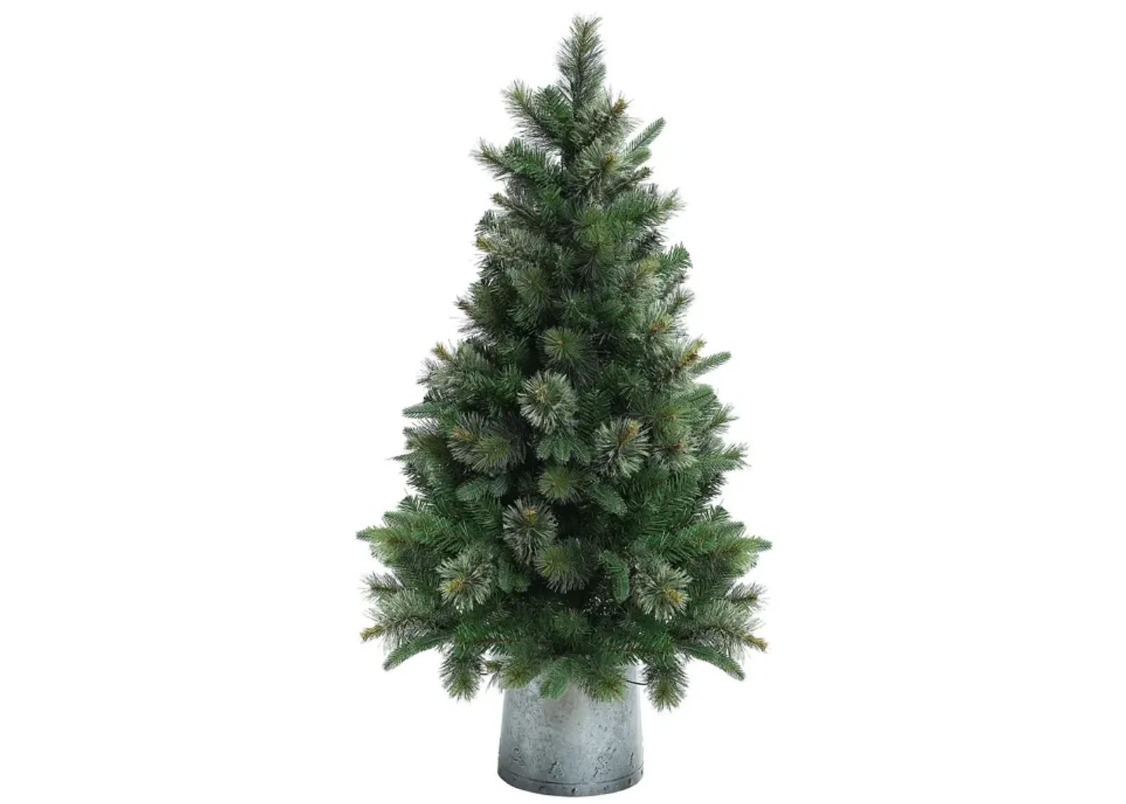 LuxenHome 4Ft Artificial Christmas Potted Pine Tree with Lights