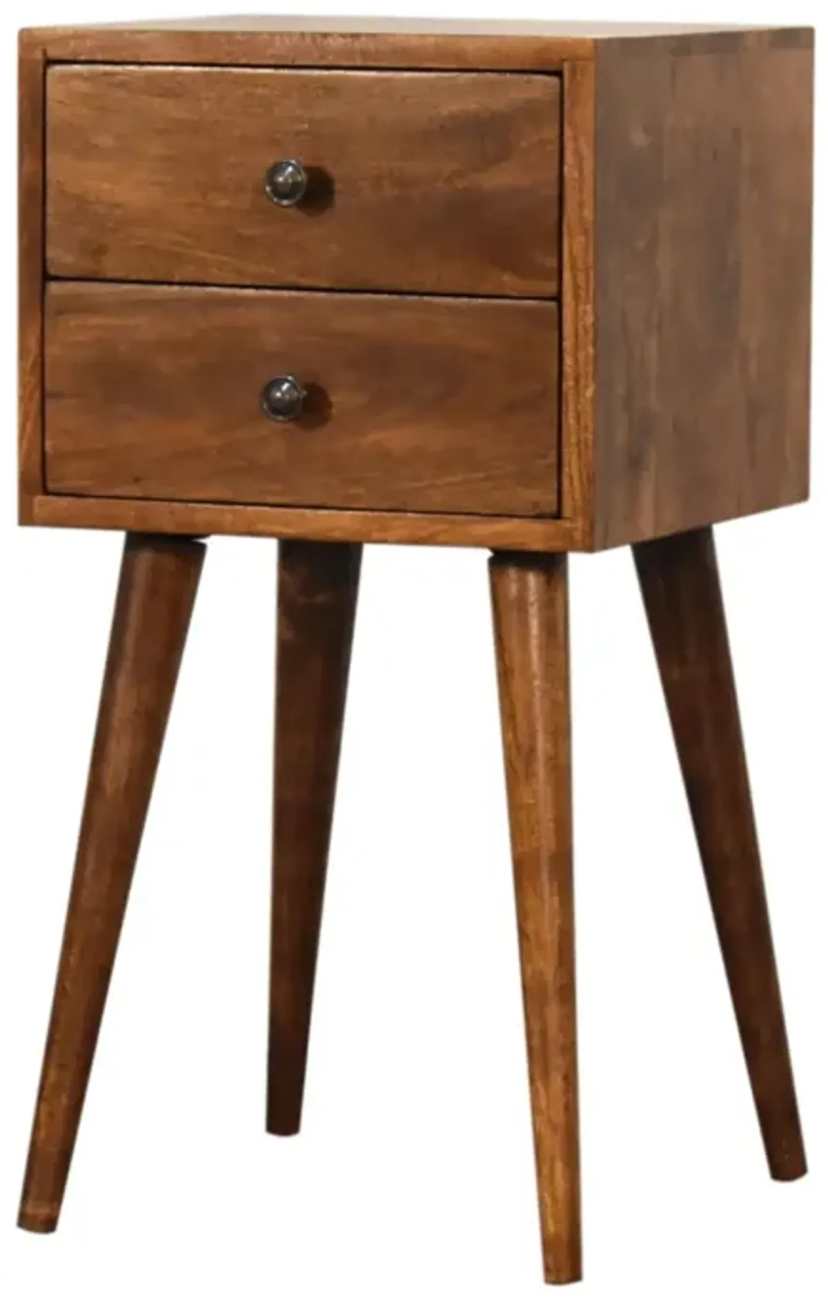 Mini 2 Drawer Chestnut Solid Wood NightStand