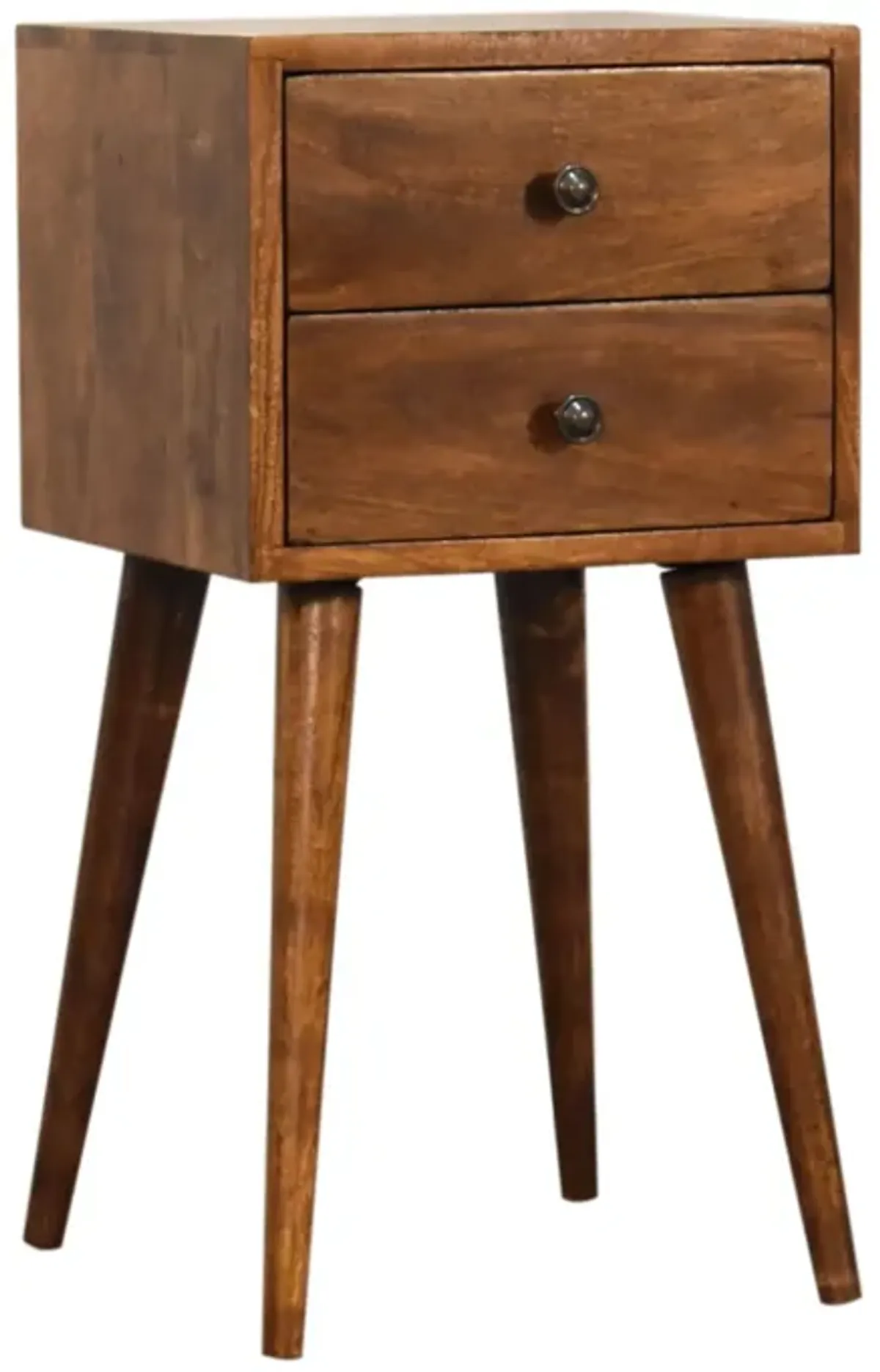 Mini 2 Drawer Chestnut Solid Wood NightStand