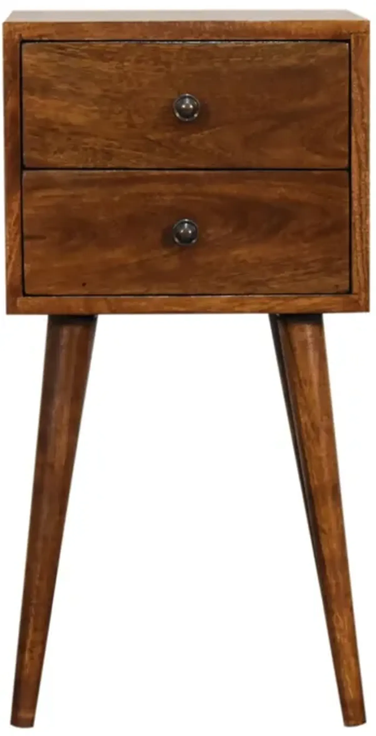 Mini 2 Drawer Chestnut Solid Wood NightStand